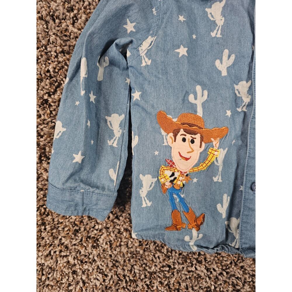 Disney baby Toy Story Woody button-down shirt Denim Sz 18-24M - Picture 2 of 4